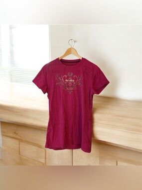 Hard Rock Cafe Toronto Fuchsia Graphic Short Sleeve T-Shirt Size XL Women's